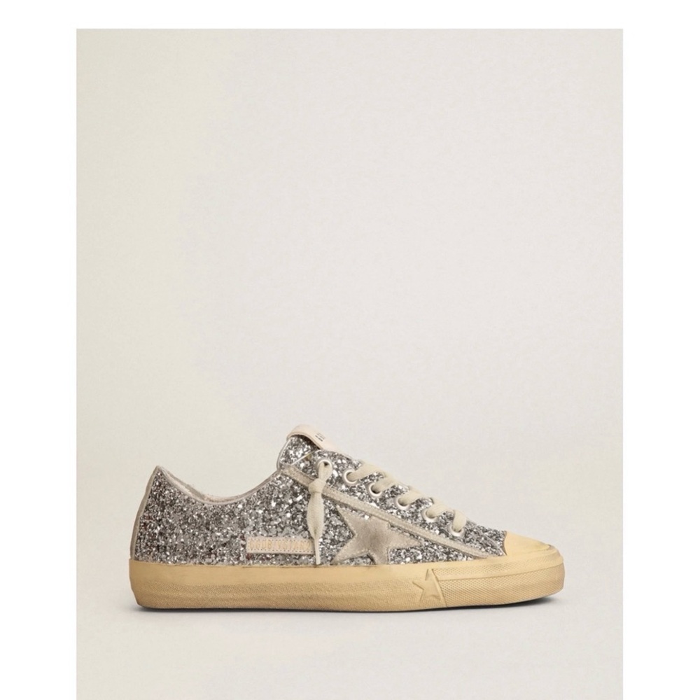 Golden Goose Silver Glitter Sneakers, never been worn